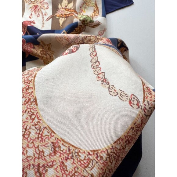 Vintage SALVATORE FERRAGAMO Navy Patchwork Silk Twill 34" x 33" Square Scarf - Picture 12 of 15